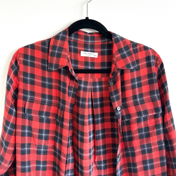 Equipment red plaid 100% silk shirt - Picture 4 of 5